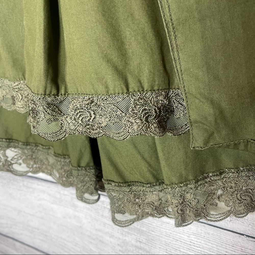 Hurley Khaki Hi-Lo Flap Pockets Pleated Mini Skirt Sz 3 - Picture 6 of 11